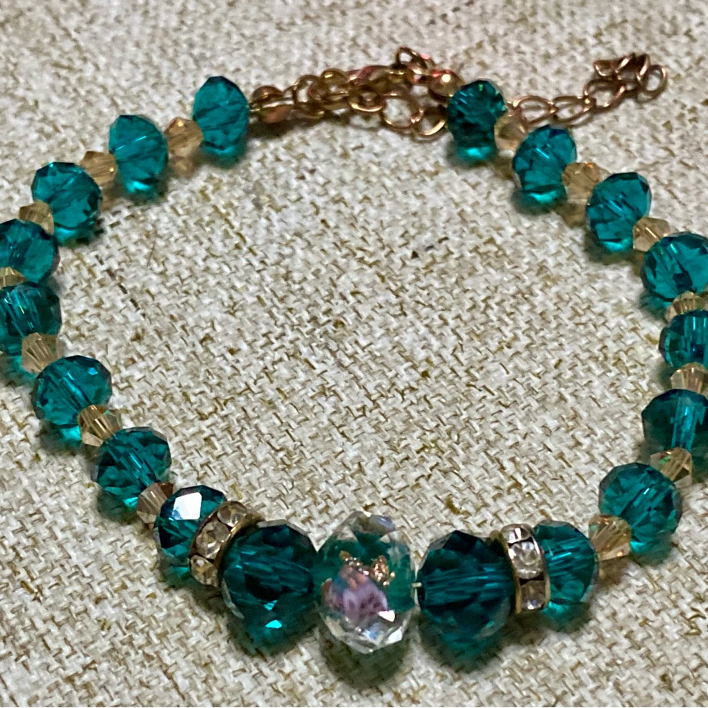 Elegant Teal And Gold Bracelet